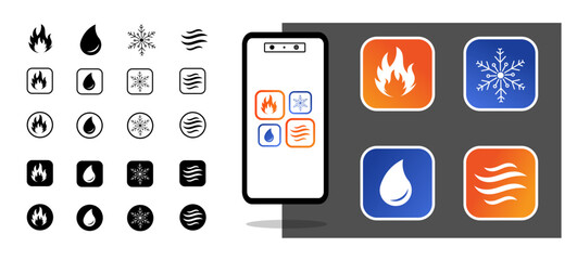 Hvac icon logo vector design template fit for hvac logo business company, with mobile mockup vector illustration 