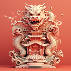 The 3D majestic Chinese dragon totem, Chinese zodiac signs