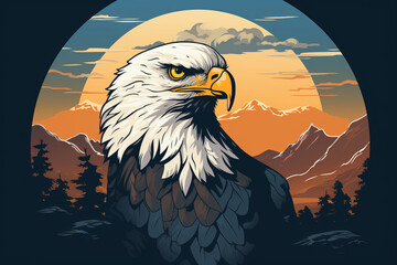 Shirt design with mighty eagle animal