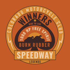 motorsport badge . T shirt graphics. Vectors. Typography.