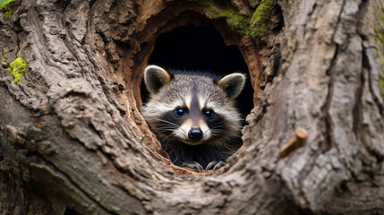 Beautiful raccoon - obrazy, fototapety, plakaty