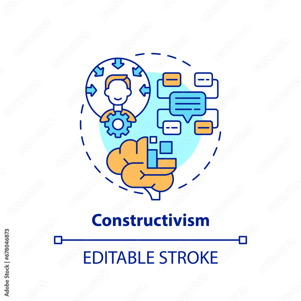 Poster 2d editable multicolor constructivism icon, simple isolated vector, learning theories thin line illu