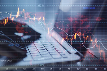 Computer screen with financial graphs indicating economic downturn