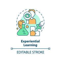 2D editable multicolor experiential learning icon, simple isolated vector, learning theories thin line illustration.
