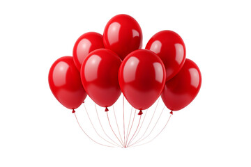 Vibrant Red Balloons Floating with Elegance Isolated on Transparent Background