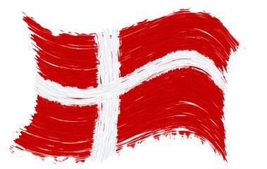 danish flag with paint strokes - obrazy, fototapety, plakaty