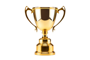 Champion trophy, shiny golden cup isolated on transparent background.