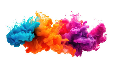 Color paint splash ink cloud liquid in water isolated on transparent background. - obrazy, fototapety, plakaty