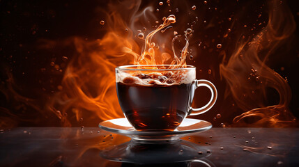 Refreshing hot cup of coffee