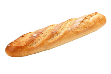 Freshly baked baguette - long French bread isolated on transparent background.