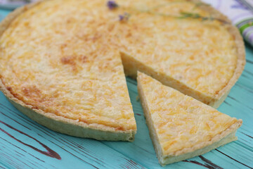 Delicious Quiche pie with four cheese filling