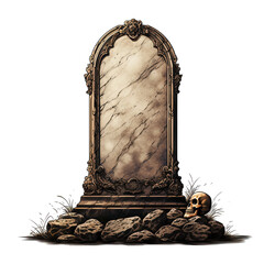 Illustration of Tombstone Isolated on Transparent or White Background, PNG