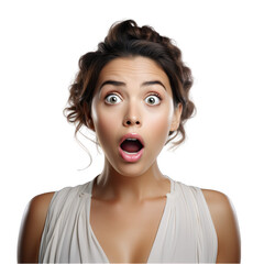 Surprised Woman Isolated on Transparent or White Background, PNG