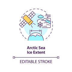 2D editable multicolor arctic sea ice extent icon, simple isolated vector, climate metrics thin line illustration.