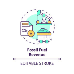 2D editable multicolor fossil fuel revenue icon, simple isolated vector, climate metrics thin line illustration.