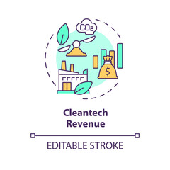 2D editable multicolor cleantech revenue icon, simple isolated vector, climate metrics thin line illustration.