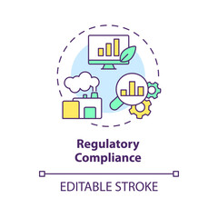 2D editable multicolor regulatory compliance icon, simple isolated vector, climate metrics thin line illustration.