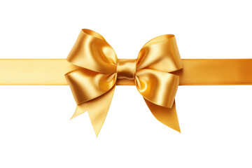 Gold ribbon and bow isolated on transparent background.