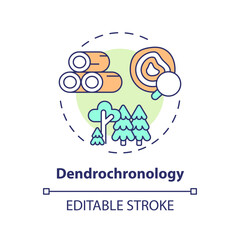 2D editable multicolor dendrochronology icon, simple isolated vector, climate metrics thin line illustration.
