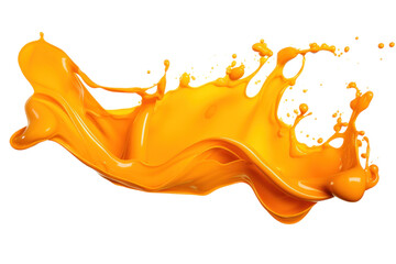 Orange color paint splash isolated on transparent background.