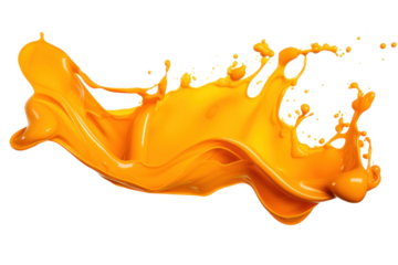 Orange color paint splash isolated on transparent background.