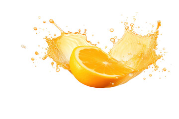 Orange juice splash isolated on transparent background.