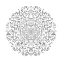 Isolated Mandala Design of Coloring Book Page for Children