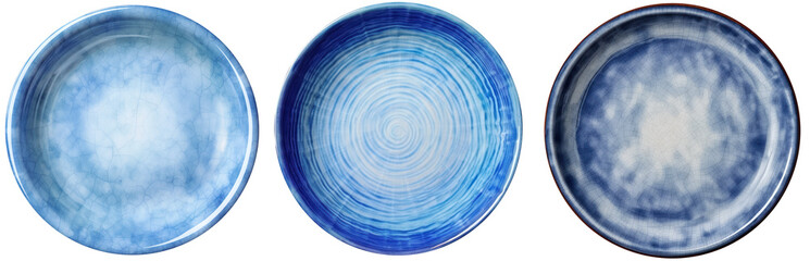 Empty blue ceramic pottery plate transparent background PNG clipart - obrazy, fototapety, plakaty