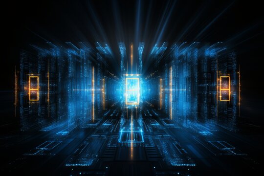 Code Matrix Background with  Logos for Web Development and Cloud Computing