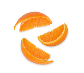 Orange slices isolated on white background. Top view