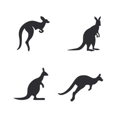 set of icon kangaroo vector silhouettes