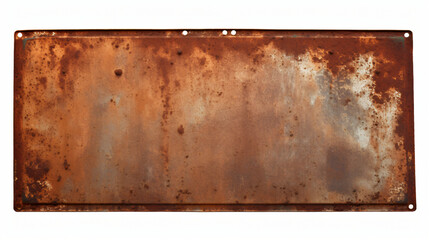 Rusty vintage empty metal sign isolated on white background