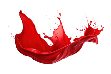 Red color paint splash isolated on transparent background.