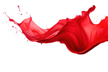 Red color paint splash isolated on transparent background.