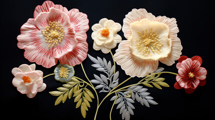 Beautiful graphics of embroidered flowers