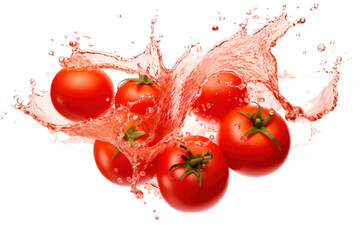 tomato juice splash isolated on transparent background.
