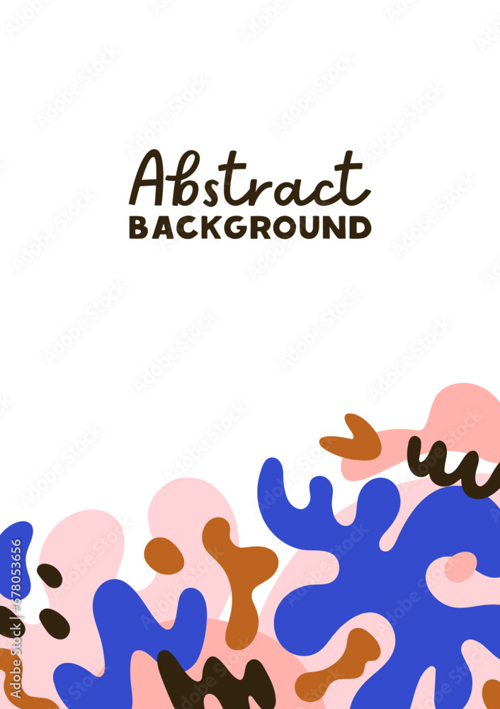 Poster Abstract background, modern card design with fluid geometric shapes, trendy elements in minimalist style. Poster template, random natural organic flowing forms, blobs. Flat vector illustration