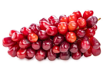 Red Grape on white background, Red grape or Red shine muscat grape with leaf isolste on white with clipping path.