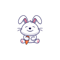 cute vector rabbit with carrot decoration