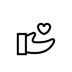 Donation finance icon with black outline style. help, donation, charity, donate, giving, support, care. Vector Illustration