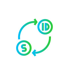 Exchange finance icon with blue and green gradient outline style. exchange, business, money, finance, currency, trade, economy. Vector Illustration