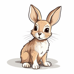 Rabbit doe hand-drawn illustration. Rabbit doe. Vector doodle style cartoon illustration