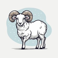 Ram hand-drawn illustration. Ram. Vector doodle style cartoon illustration