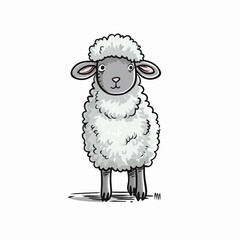 Sheep hand-drawn illustration. Sheep. Vector doodle style cartoon illustration