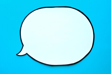 Speech bubble on a blue background. Comic cloud with a place for