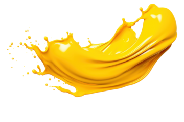 yellow color paint splash isolated on transparent background.