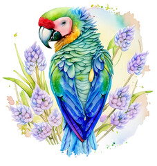 Namalowana kolorowa papuga ilustracja