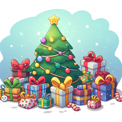 christmas tree and gifts