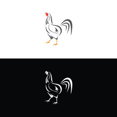 Vector of chicken design on white background. Hen. Farm Animals.chicken logo rooster and hen logo for poultry farming animal logo vector illustration design,Amazing rooster logo design vector