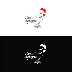 Vector of chicken design on white background. Hen. Farm Animals.chicken logo rooster and hen logo for poultry farming animal logo vector illustration design,Amazing rooster logo design vector